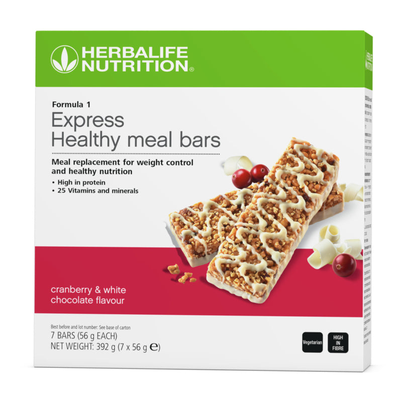 Herbalife F1 Express Meal Bars cranberry white chocolate box of 7